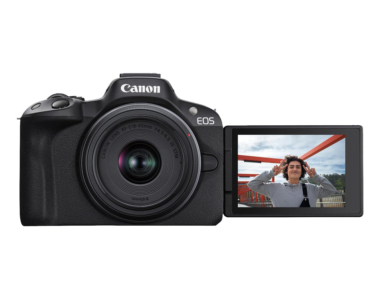 Canon EOS R50 Mirrorless Camera with RF-S 18-45mm Lens, Black