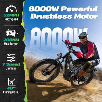EcoE Ec-6650 Electric Bike – 8000W Dual Motor with 60V 32Ah Battery & 50 MPH – Ec-6650
