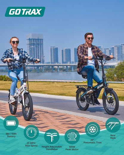 Gotrax R1 Folding Electric Bike – 20″ with 500W Peak Motor & 40 Mile Range – R1 White