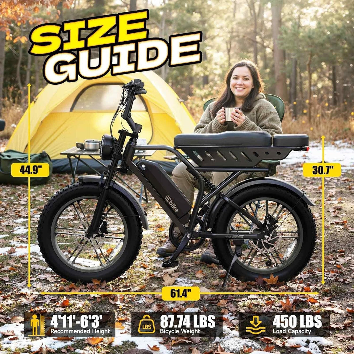 TS TST GRP LLC R9 Electric Bike – 1500W Peak Motor with 48V 15Ah Battery & Dual Seats – R9