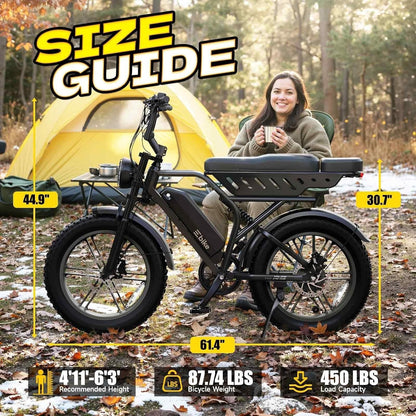 TS TST GRP LLC R9 Electric Bike – 1500W Peak Motor with 48V 15Ah Battery & Dual Seats – R9