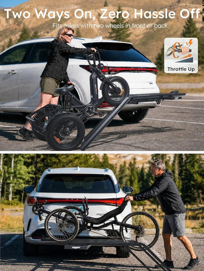 Young Electric Hitch Mount Trike Rack – 200 lb Capacity with 3 Ramps & 2″ Receiver – 10104209