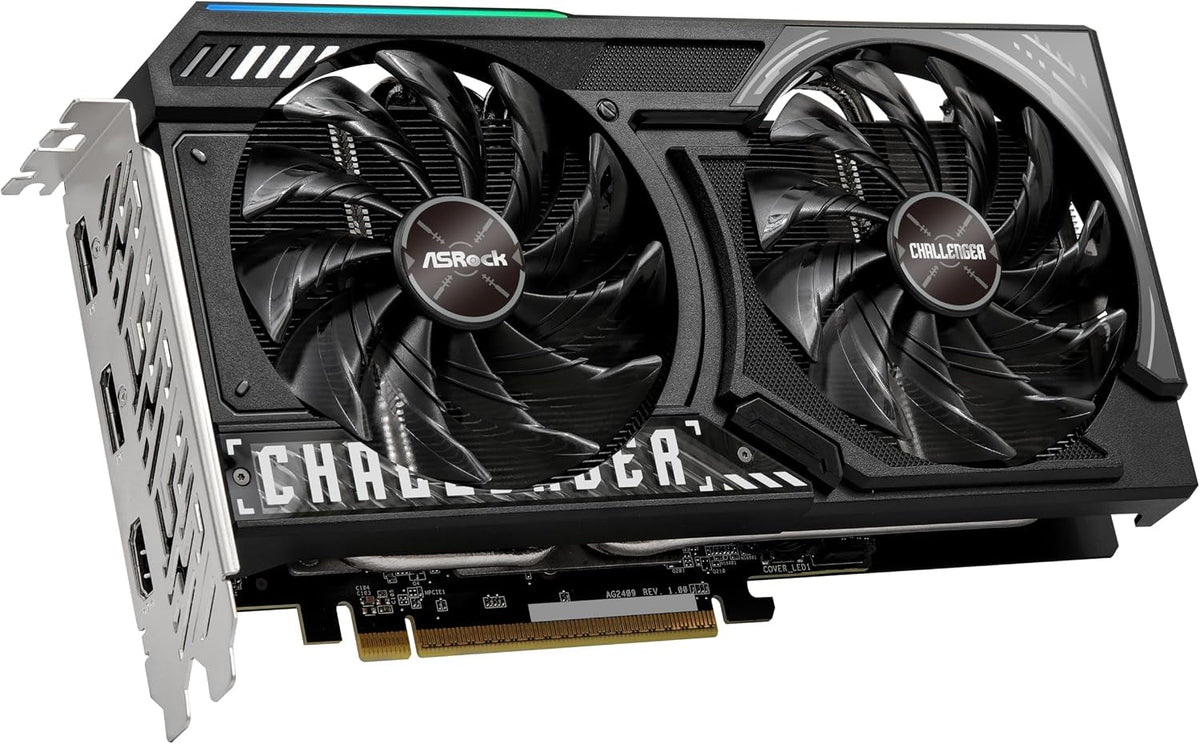 ASRock Radeon RX 9060 XT Challenger 16GB OC Graphics Card - 16GB GDDR6 with Dual Fans & 0dB Silent Cooling - RX9060XT CL 16GO