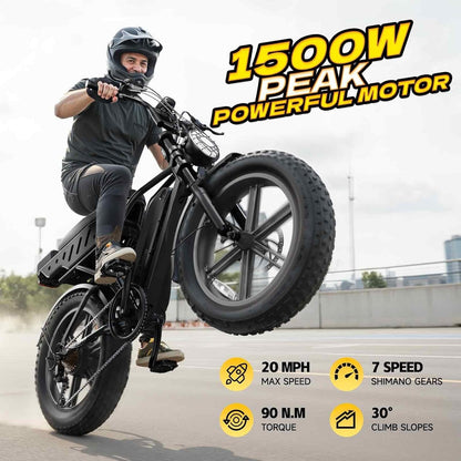 TS TST GRP LLC R9 Electric Bike – 1500W Peak Motor with 48V 15Ah Battery & Dual Seats – R9