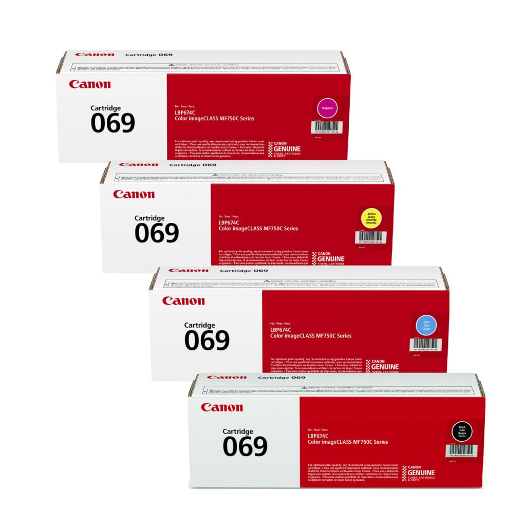 Canon 069 Standard-Yield Toner Cartridge 4-Pack, Black, Cyan, Magenta and Yellow