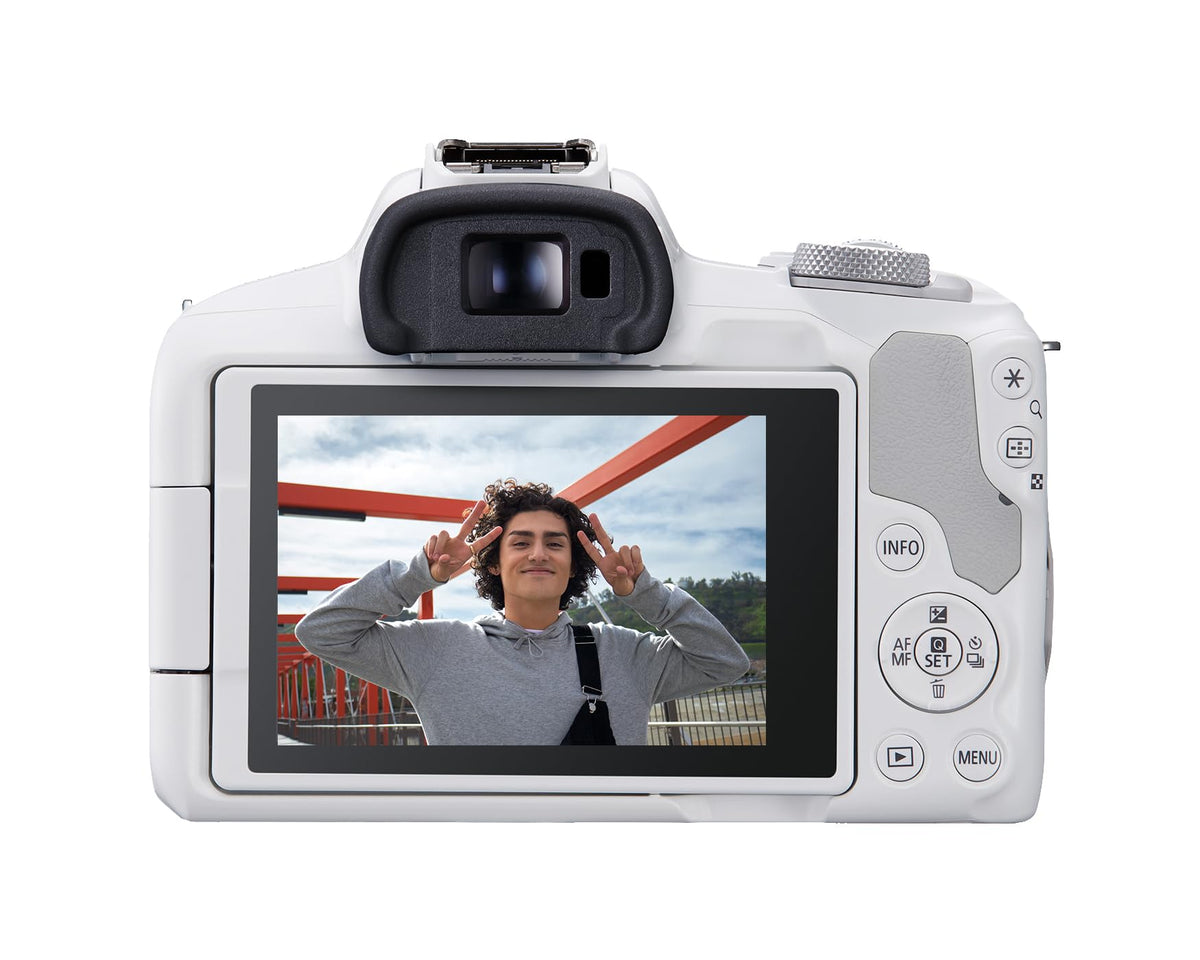 Canon EOS R50 Mirrorless Camera with RF-S 18-45mm Lens, White