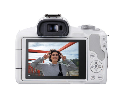 Canon EOS R50 Mirrorless Camera with RF-S 18-45mm Lens, White