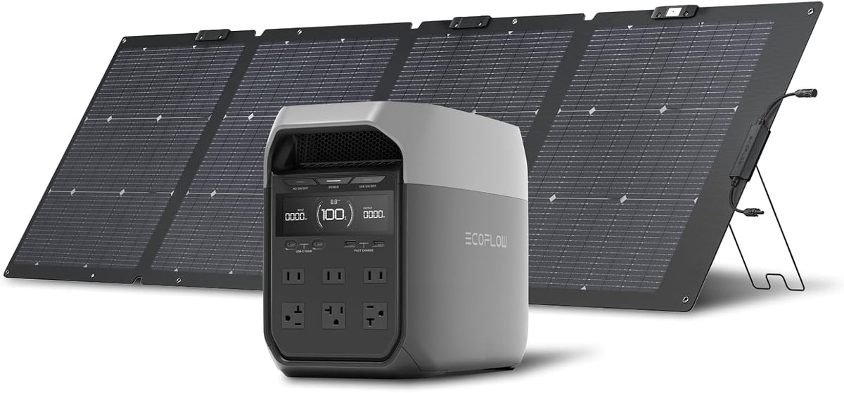EF ECOFLOW DELTA 3 Solar Generator with 220W Bifacial Panel - 1024Wh LiFePO4 with 1800W Output - EF-DL-H10-3