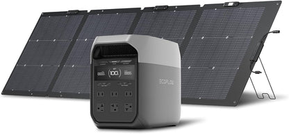 EF ECOFLOW DELTA 3 Solar Generator with 220W Bifacial Panel - 1024Wh LiFePO4 with 1800W Output - EF-DL-H10-3