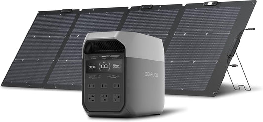 EF ECOFLOW DELTA 3 Solar Generator with 220W Bifacial Panel - 1024Wh LiFePO4 with 1800W Output - EF-DL-H10-3