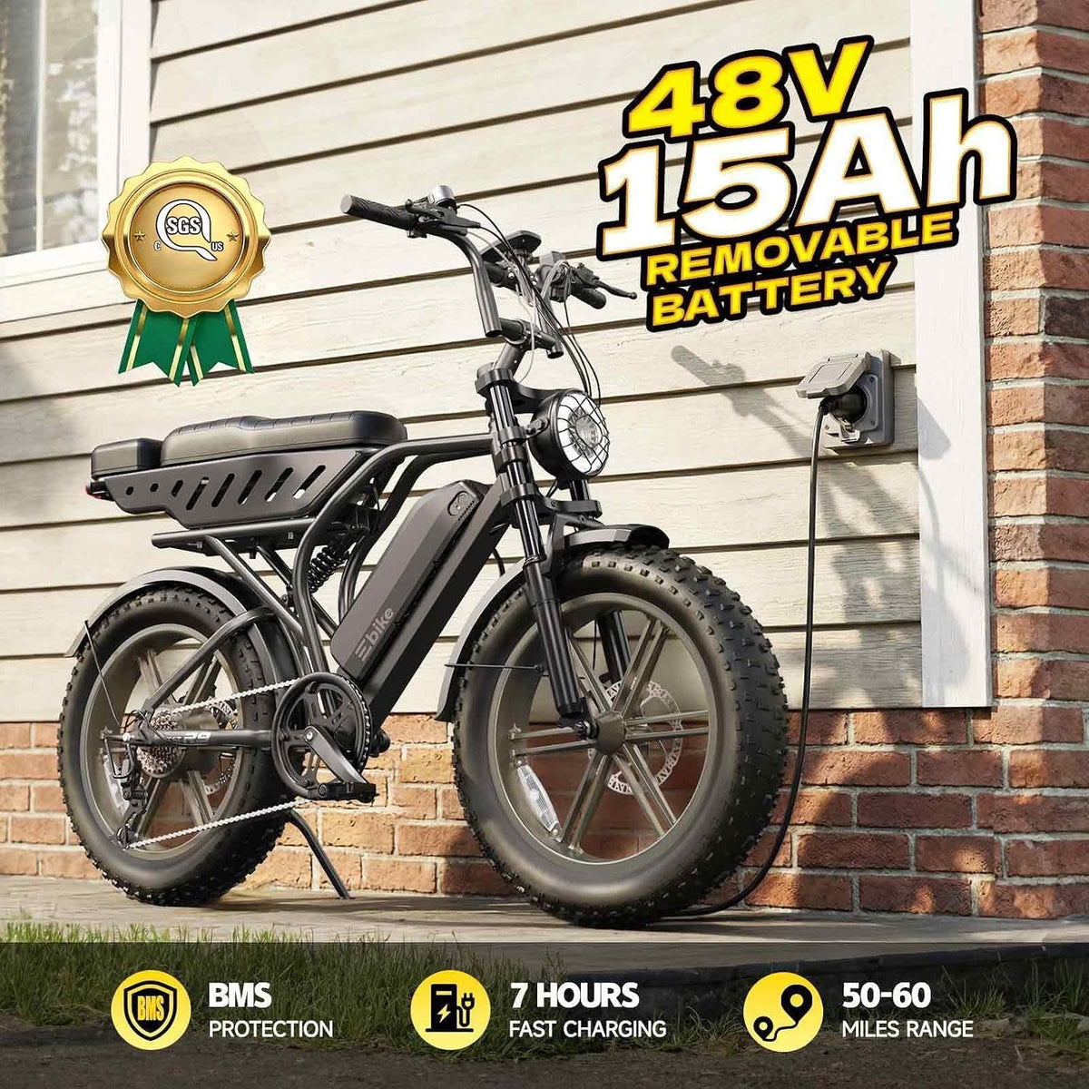 TS TST GRP LLC R9 Electric Bike – 1500W Peak Motor with 48V 15Ah Battery & Dual Seats – R9