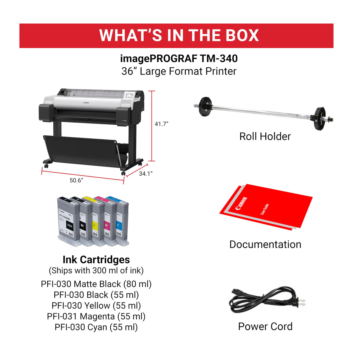 Canon imagePROGRAF TM-340 36-Inch Large-Format Printer with Stand and Basket