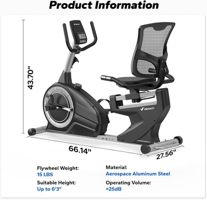 MERACH Recumbent Exercise Bike with Magnetic Resistance & App Connectivity