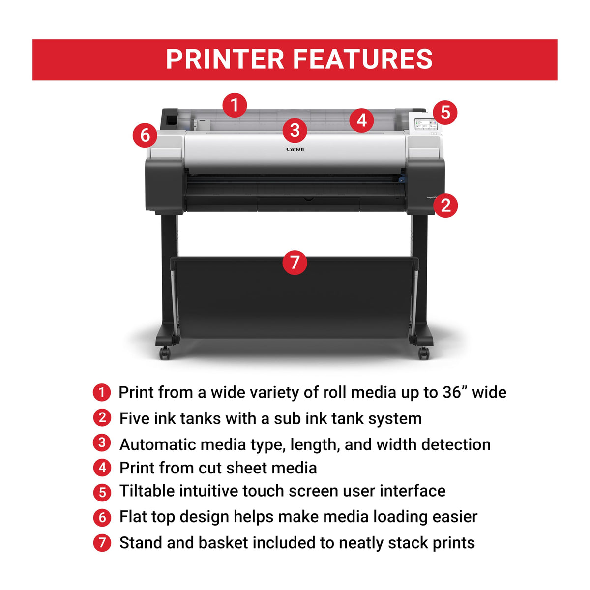 Canon imagePROGRAF TM-340 36-Inch Large-Format Printer with Stand and Basket