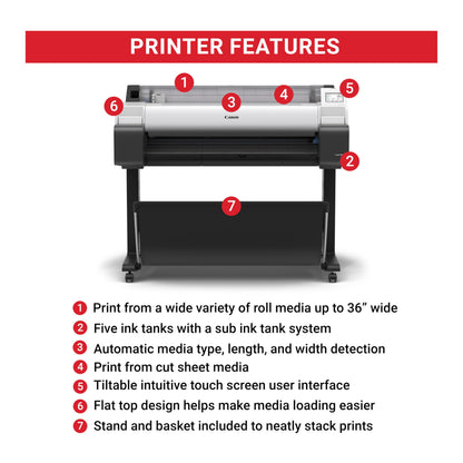 Canon imagePROGRAF TM-340 36-Inch Large-Format Printer with Stand and Basket