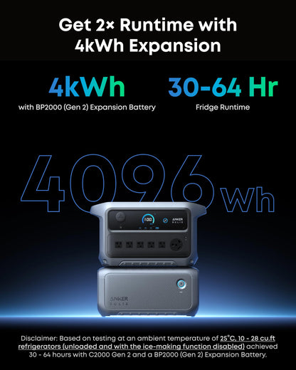 Anker SOLIX C2000 Gen 2 Power Station with 400W Bifacial Solar Panel