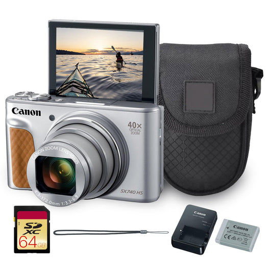 Canon PowerShot SX740 HS 20.3MP Digital Camera (2956C001) (Silver) Bundle
