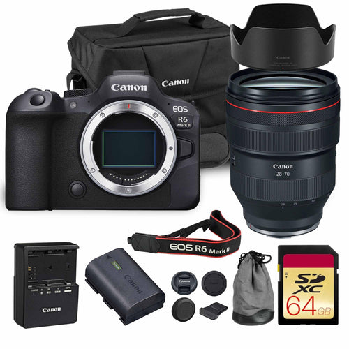 Canon EOS R6 Mark II with RF 28-70mm Lens, 64GB Card and Bag Bundle