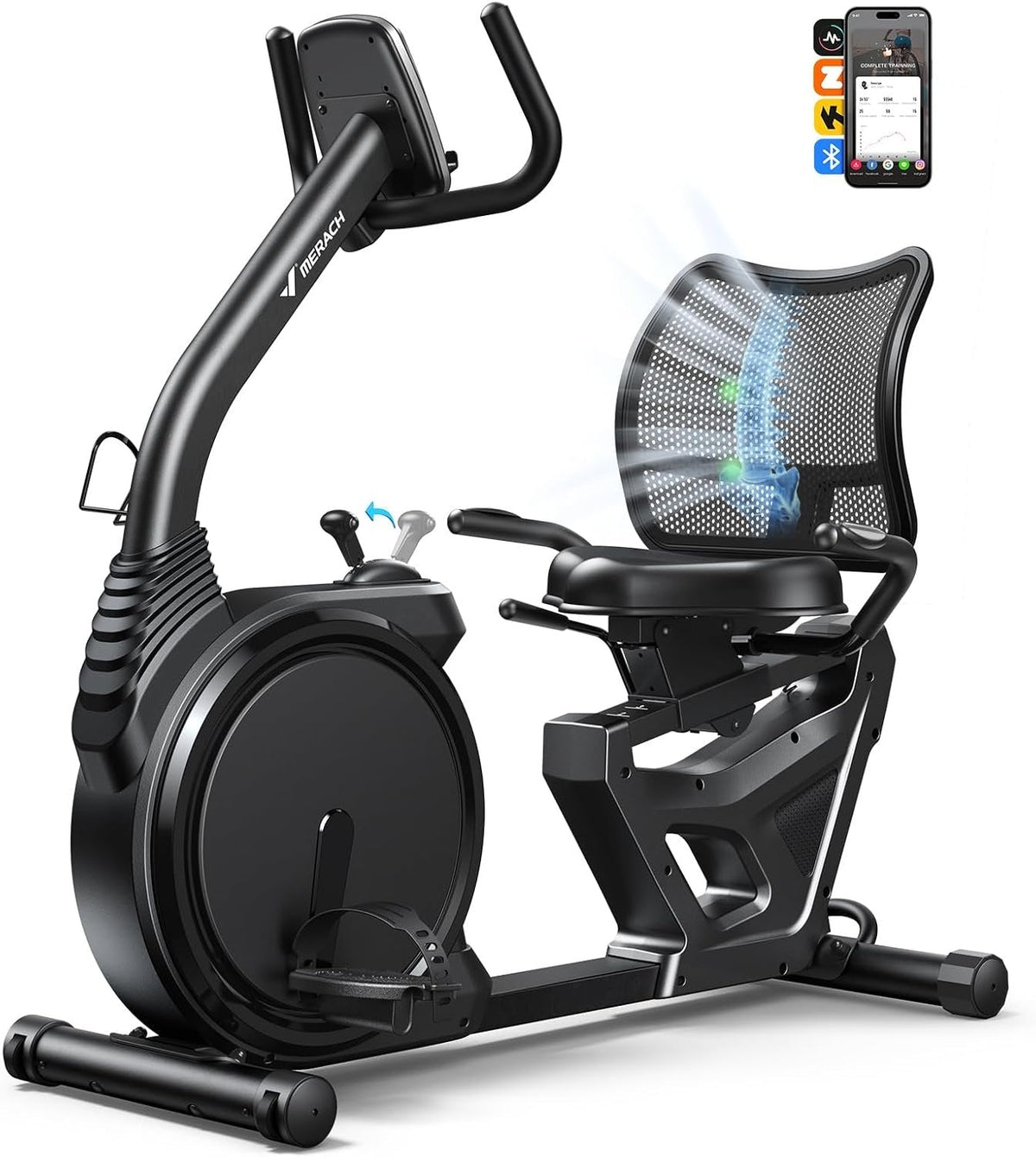 MERACH Recumbent Exercise Bike with Magnetic Resistance & App Connectivity