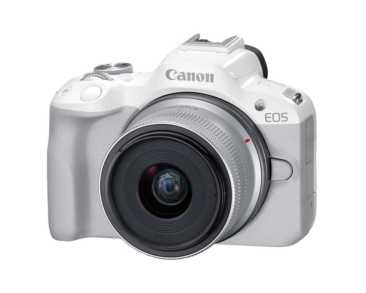 Canon EOS R50 Mirrorless Camera with RF-S 18-45mm Lens, White