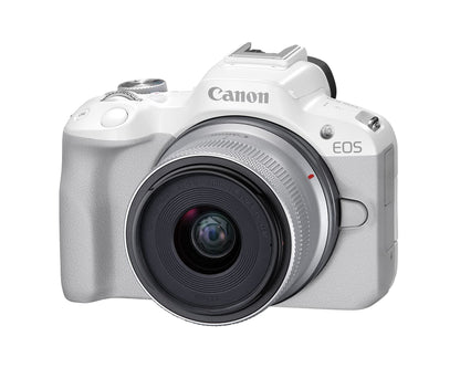 Canon EOS R50 Mirrorless Camera with RF-S 18-45mm Lens, White