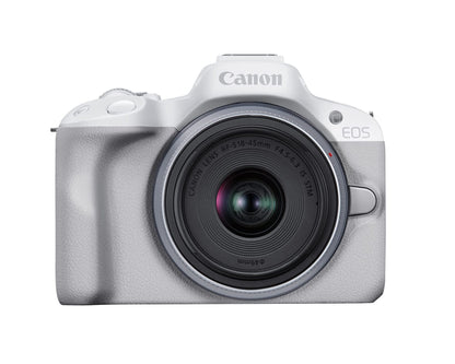 Canon EOS R50 Mirrorless Camera with RF-S 18-45mm Lens, White