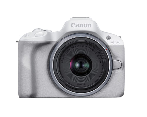 Canon EOS R50 Mirrorless Camera with RF-S 18-45mm Lens, White