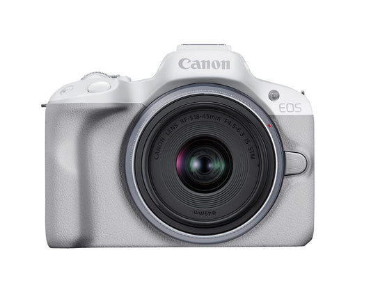 Canon EOS R50 Mirrorless Camera with RF-S 18-45mm Lens, White