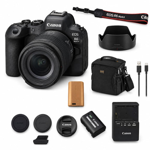 Canon EOS R6 Mark II 24-105mm STM Lens, Extra Battery & Bag Bundle