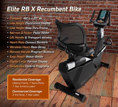 3G Cardio Elite RB Recumbent Exercise Bike with 16 Resistance Levels & FTMS Bluetooth – Elite RB