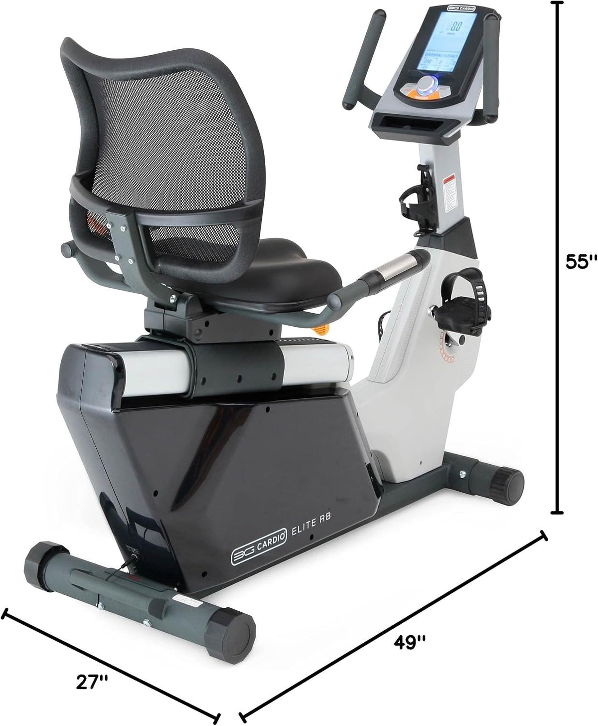 3G Cardio Elite RB Recumbent Exercise Bike with 16 Resistance Levels & FTMS Bluetooth – Elite RB