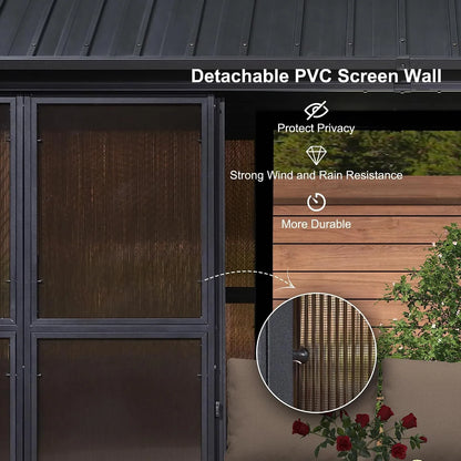 PURPLE LEAF Grey Sunroom Hardtop Built-in Lights