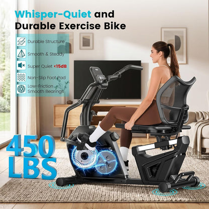 LFEYYD W215 Recumbent Exercise Bike with 16 Resistance Levels & 450 lb Capacity – W215