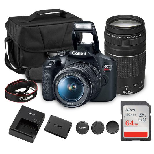 Canon EOS Rebel T7 DSLR Camera with 18-55mm & 75-300mm Double Lens Bundle