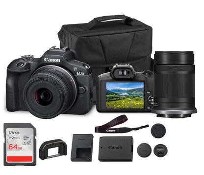 Canon EOS R50 Mirrorless Camera with 18-45mm & 55-210mm Double Lens Bundle