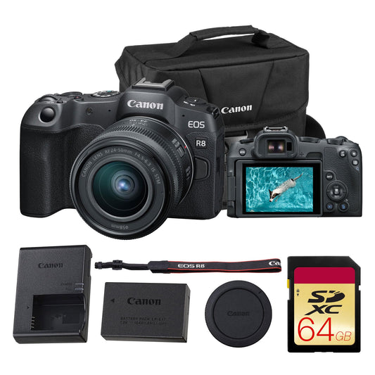 Canon EOS R8 Mirrorless Camera with RF 24-50mm Lens (5803C012) Bundle