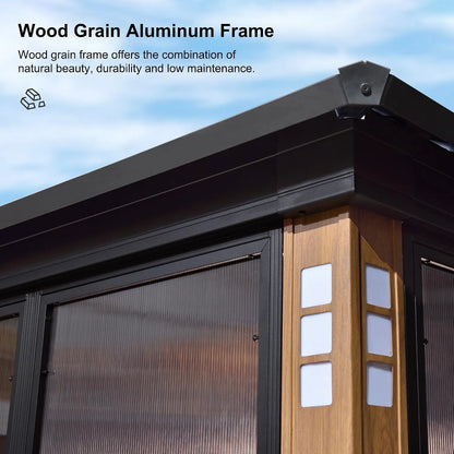 PURPLE LEAF Grey Sunroom Hardtop Built-in Lights