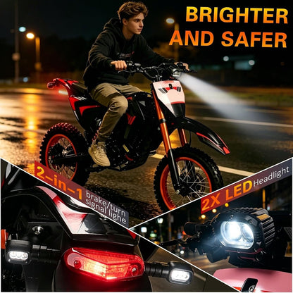 ONK Electric Dirt Bike – 4500W Peak Motor with 60V 28.8Ah Battery & Full Suspension – 1.7V