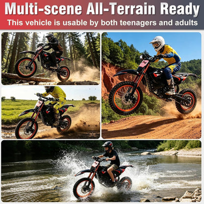 ONK Electric Dirt Bike – 4500W Peak Motor with 60V 28.8Ah Battery & Full Suspension – 1.7V
