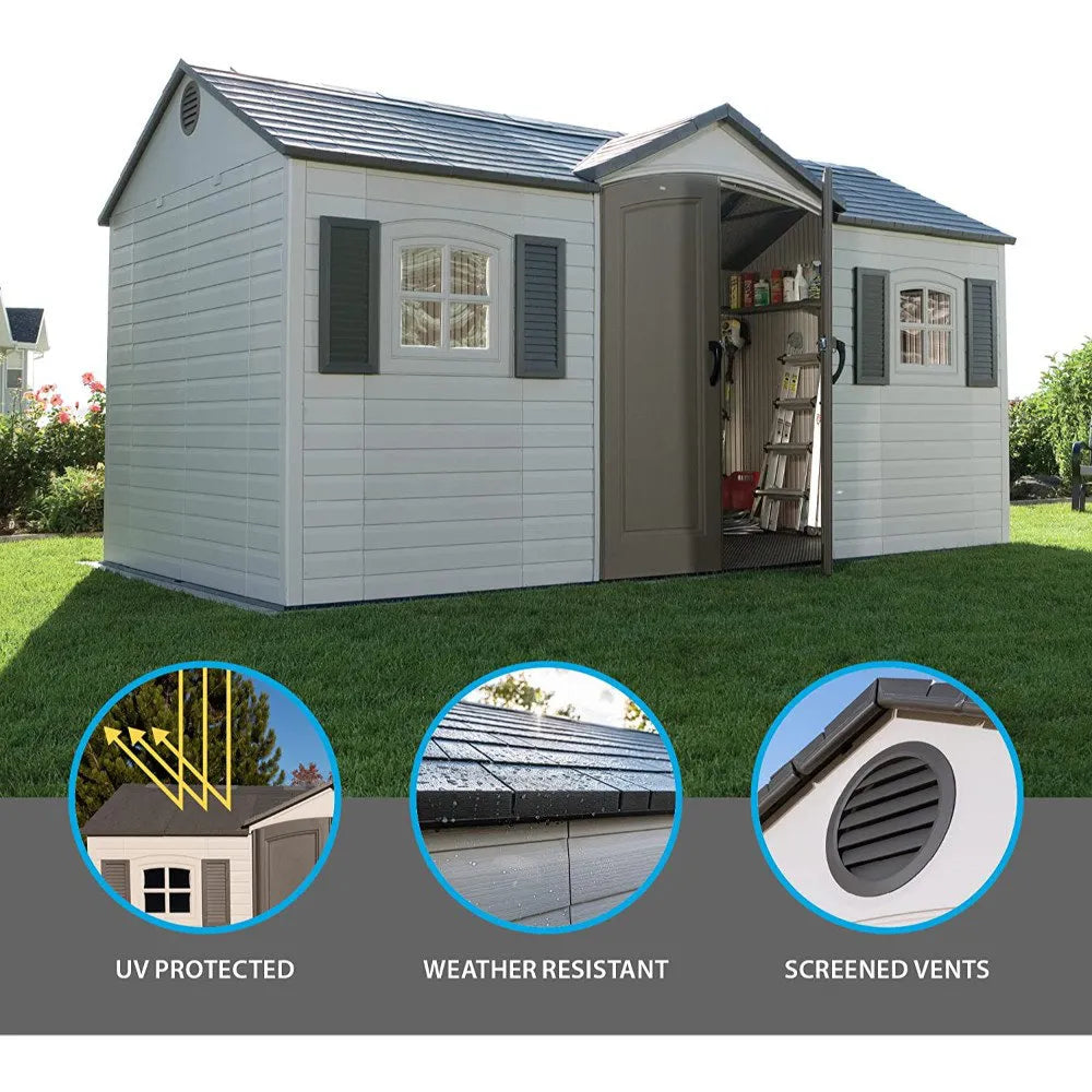 15 Ft. x 8 Ft. High-Density Polyethylene (Plastic) Outdoor Storage Shed