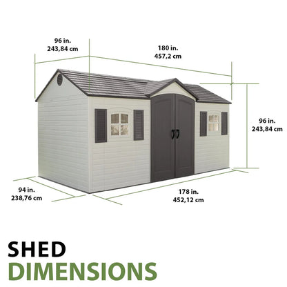 15 Ft. x 8 Ft. High-Density Polyethylene (Plastic) Outdoor Storage Shed