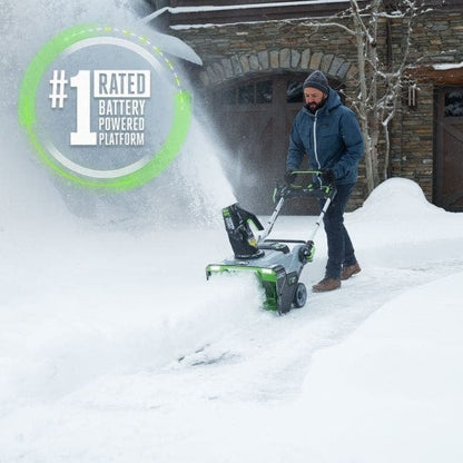 EGO Power+ SNT2114 21″ 56-Volt Cordless  Snow Blower with Steel Auger with (2) 7.5Ah Batteries and Dual Port Charger Included