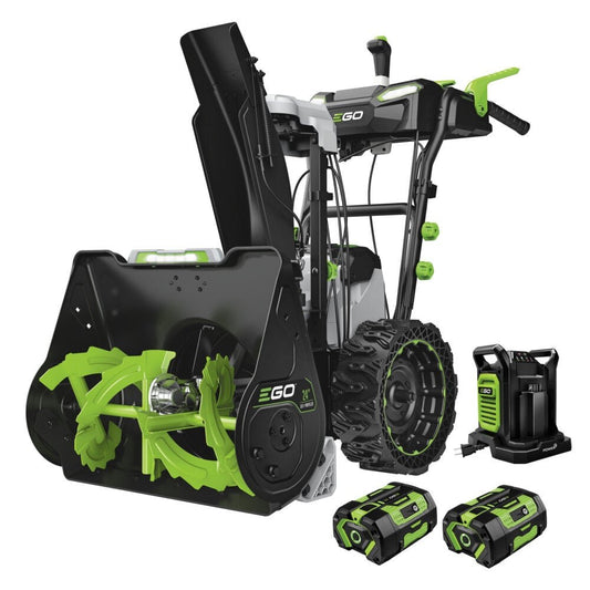 EGO Power+ SNT2425 24″ Two-Stage Self-Propelled Snow Blower with (2) 7.5Ah Batteries and Dual-Port Charger