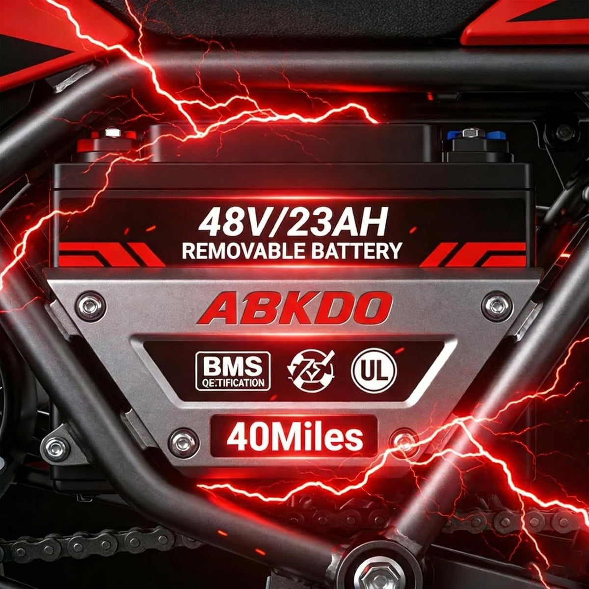 ABKDO EDB002 Electric Dirt Bike – 4000W Peak Motor with 48V 23Ah Battery & 45 MPH – EDB002