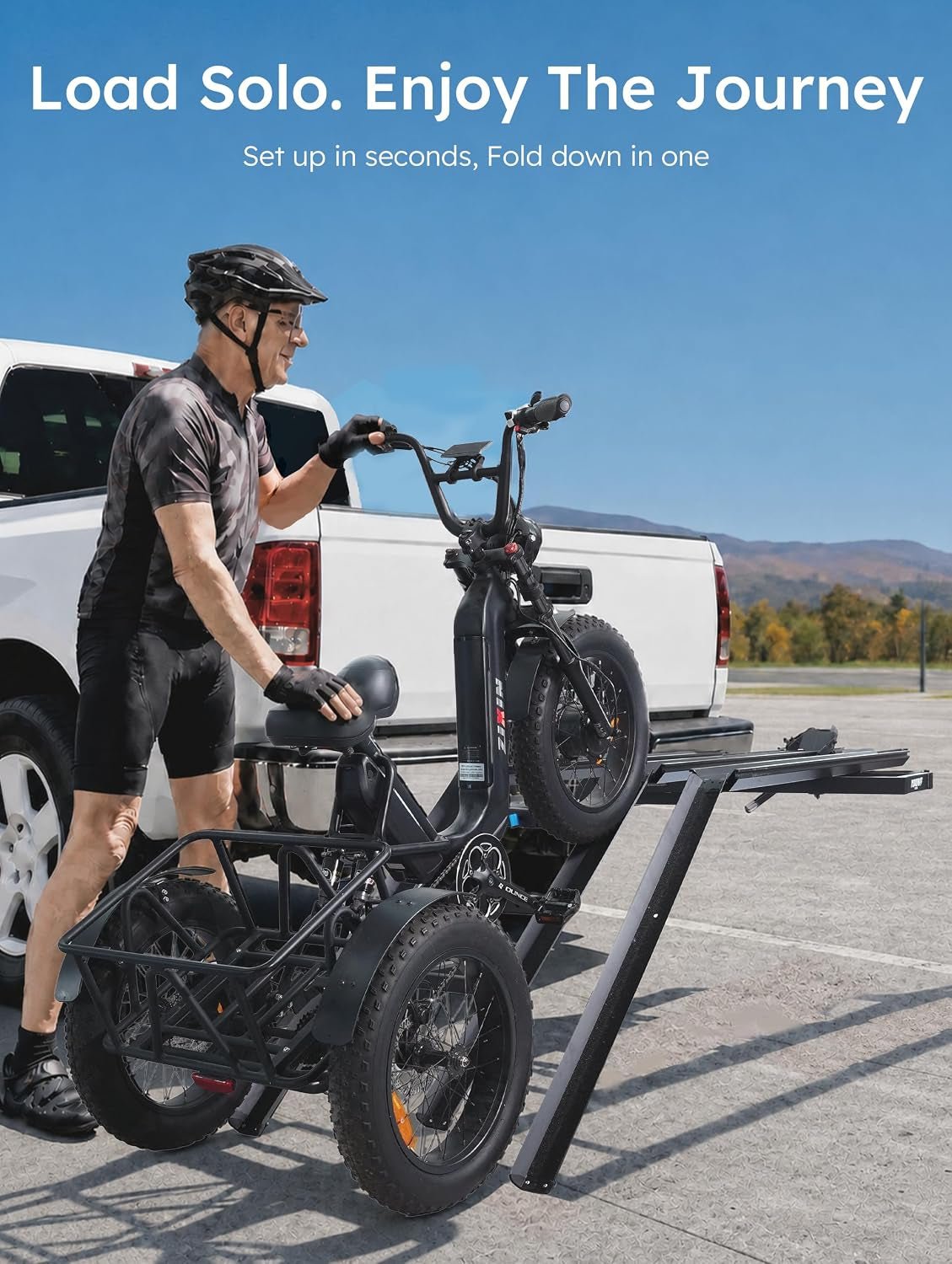 Young Electric Hitch Mount Trike Rack – 200 lb Capacity with 3 Ramps & 2″ Receiver – 10104209