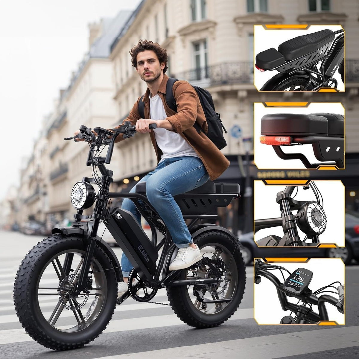 TS TST GRP LLC R9 Electric Bike – 1500W Peak Motor with 48V 15Ah Battery & Dual Seats – R9