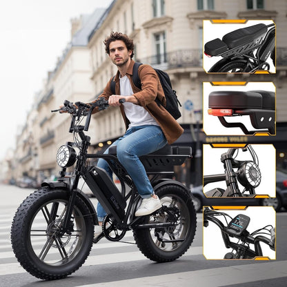 TS TST GRP LLC R9 Electric Bike – 1500W Peak Motor with 48V 15Ah Battery & Dual Seats – R9