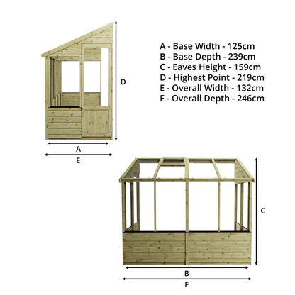 Mercia 8 x 4ft Traditional Lean Too Greenhouse