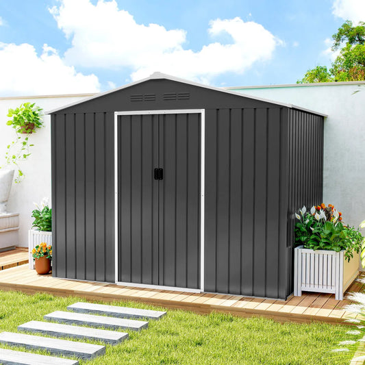 Outsunny 7.7 x 5.6ft Metal Garden Shed with Ventilation Slots