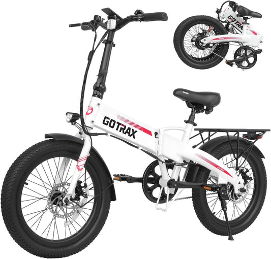 Gotrax R1 Folding Electric Bike – 20″ with 500W Peak Motor & 40 Mile Range – R1 White